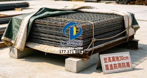 钢筋网片垫高覆盖规范存放现场实拍.jpg