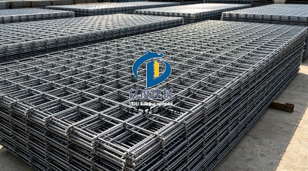 定尺成品焊接钢筋网片整齐堆放，尺寸标准板面平整.jpg